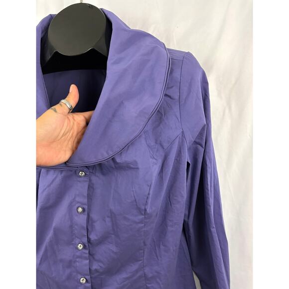 Soft Surroundings Purple Button Up Blouse Double Collar Long Sleeve LARGE - Picture 6 of 11